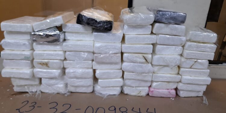 Confiscan en el AILA 58 paquetes de cocaína en piso de contenedor