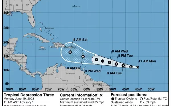 ONAMET monitorea depresión tropical #3 que se mueve hacia el Caribe