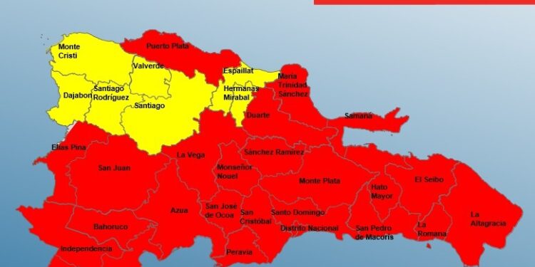 COE mantiene 25 provincias en alerta roja y siete en amarilla