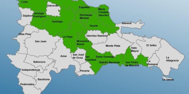 COE coloca en alerta verde 13 provincias y el DN
