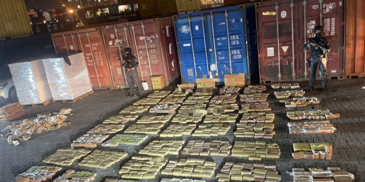 Autoridades aseguran contenedor con 1,061 paquetes de marihuana