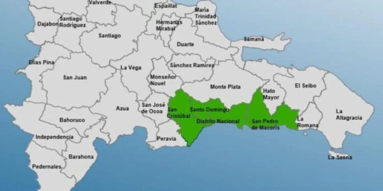 COE coloca tres provincias y al Distrito Nacional en alerta verde
