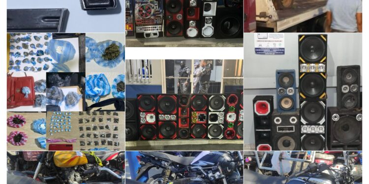 PN recupera motocicletas y vehículos sustraídos, ocupa armas, sustancias narcóticas y bocinas