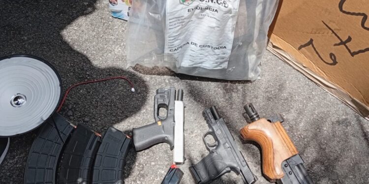 DNCD y DGA ocupan un paquete de marihuana, dos pistolas y un fusil