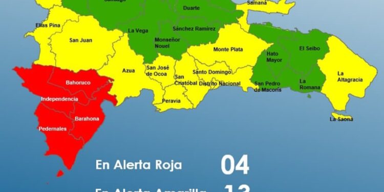COE mantiene cuatro provincias en alerta roja