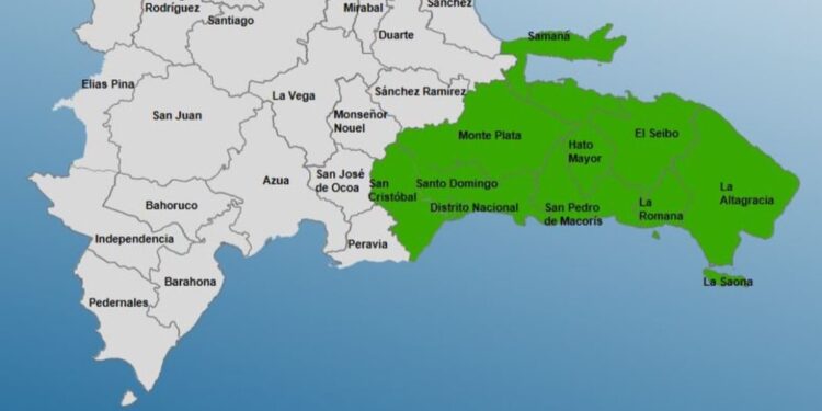 COE aumenta a 10 provincias y al Distrito Nacional en alerta verde